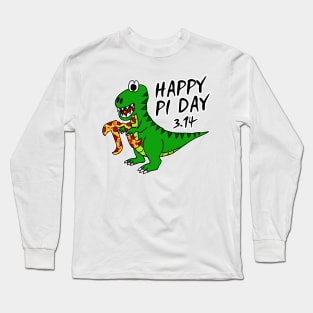 Happy Pi Day Dinosaur T-Rex Pizza Funny Long Sleeve T-Shirt